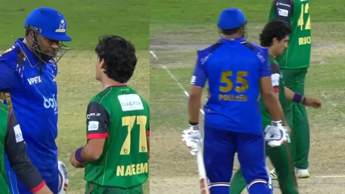 ILT20 फाइनल: मैदान के बीच में भिड़े पोलार्ड और नसीम शाह; डेजर्ट वाइपर्स ने MI एमिरेट्स को हराकर खिताब जीता