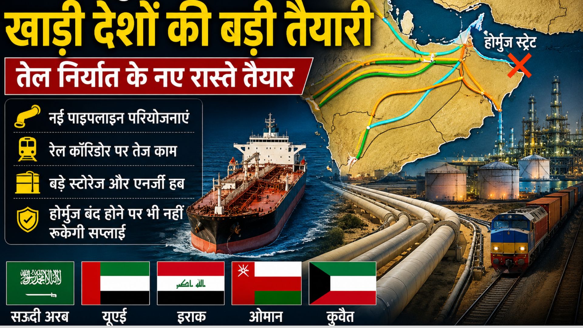 ईरान युद्द और होर्मुज स्ट्रेट बढ़ते खतरे के बाद खाड़ी देश तेल निर्यात के लिए कर रहे है नए रस्ते तैयार