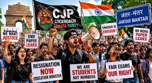 परीक्षा गड़बड़ियों के खिलाफ CJP का प्रदर्शन, शिक्षा मंत्री के इस्तीफे की मांग