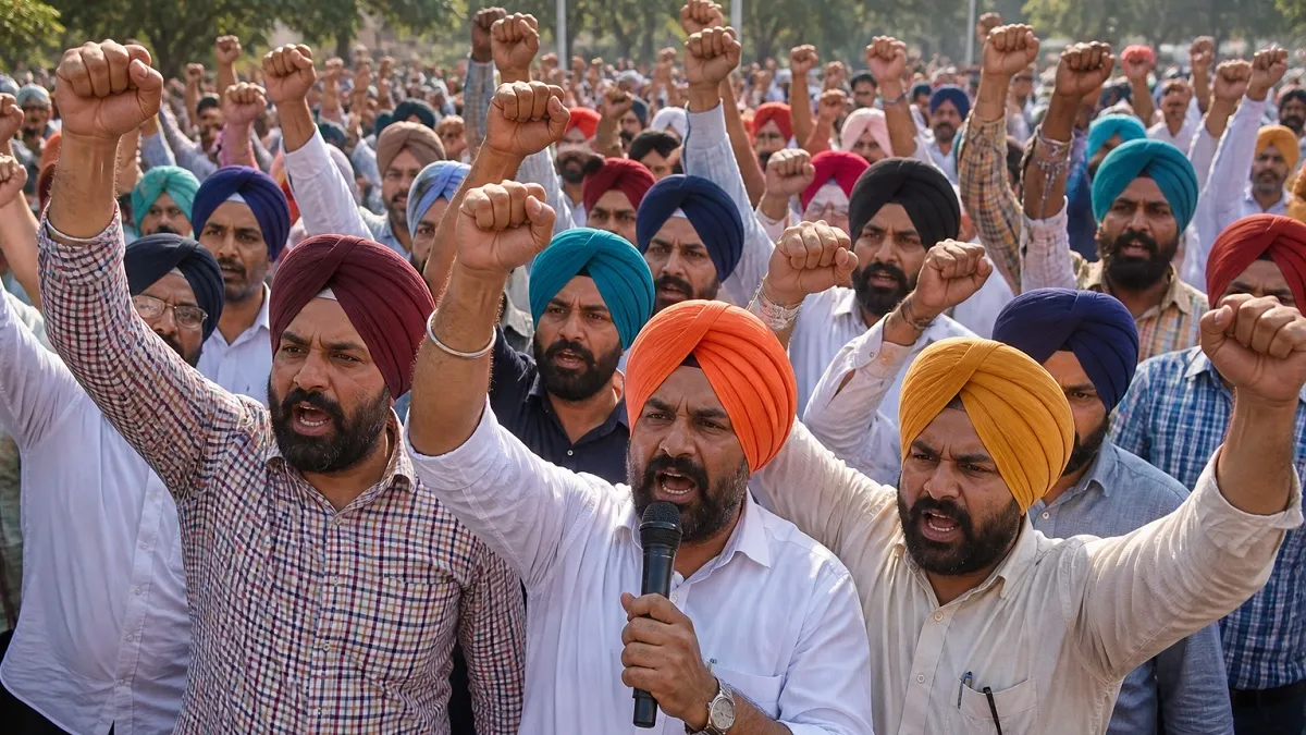 टांडा में पंजाब सरकार के खिलाफ कर्मचारियों-पेंशनर्स का प्रदर्शन, AAP ऑफिस तक निकाला मार्च